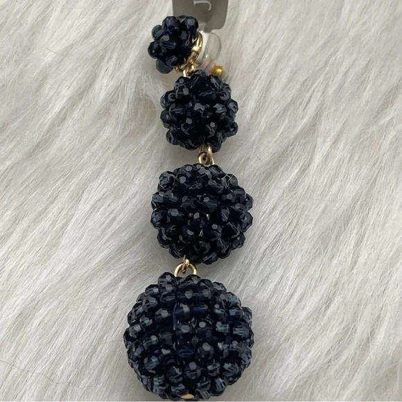 J. Crew Pave Resin Earrings Navy Blue - New - Picture 4 of 6